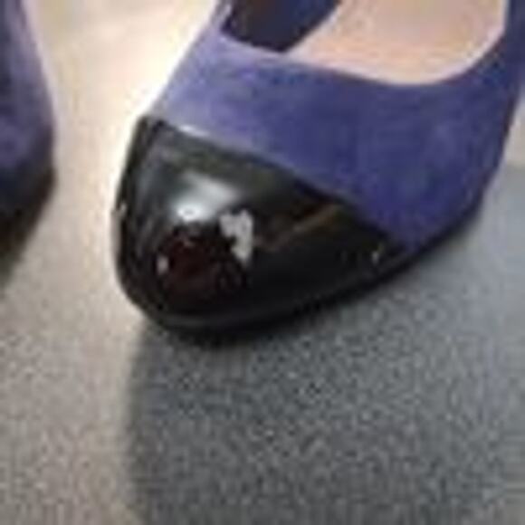 HALSTON Purple Blue Suede 4" Stiletto Skinny Heels Size 5.5 Petite Pumps Retro - Picture 9 of 12